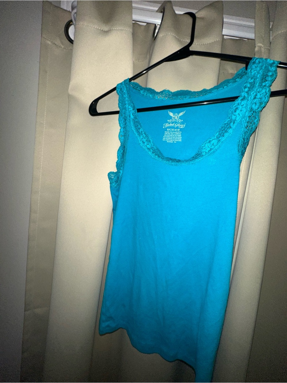 VTG y2k teal lace tank top camisole women’s size small 4-6